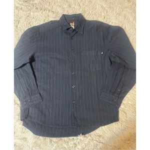 Men long sleeve herringbone cord button down shirt L